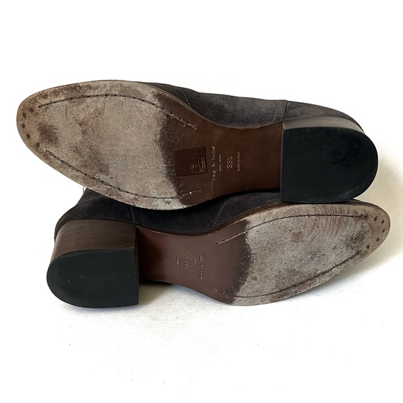 rag & bone WESLEY Suede Leather Gray Brown Ankle Boots Booties Stacked H… - Picture 7 of 14
